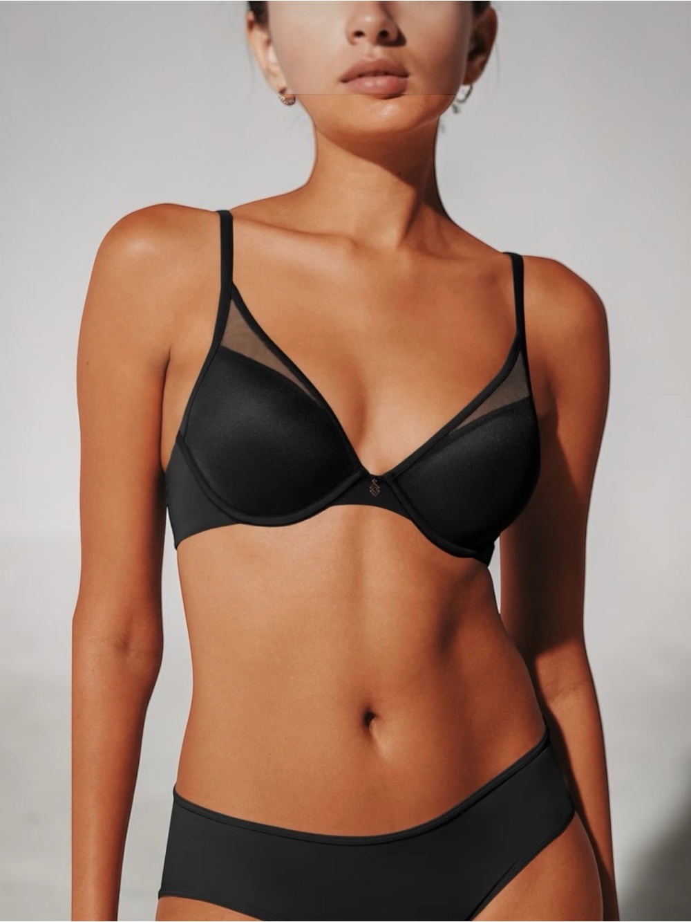ThirdLove Black Mesh-Trim T-Shirt Bra